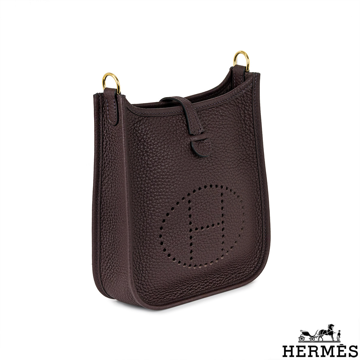 Hermès Mini Evelyne 16cm Chocolate Clemence GHW